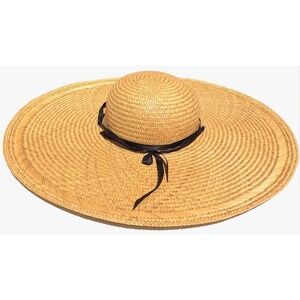 Elegant Tan Straw Hat with Black Ribbon